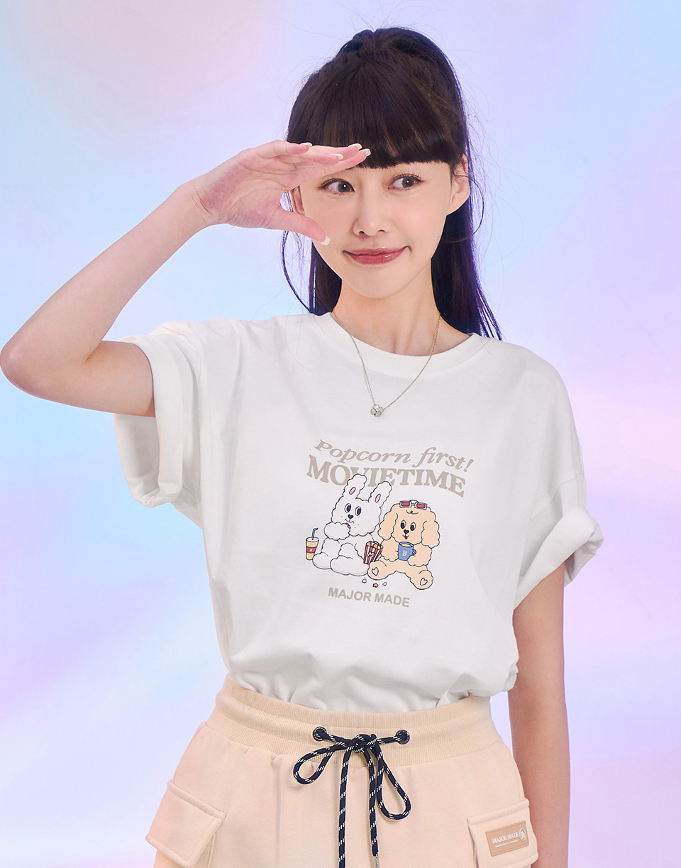 兔兔汪汪悠閒看電影短T