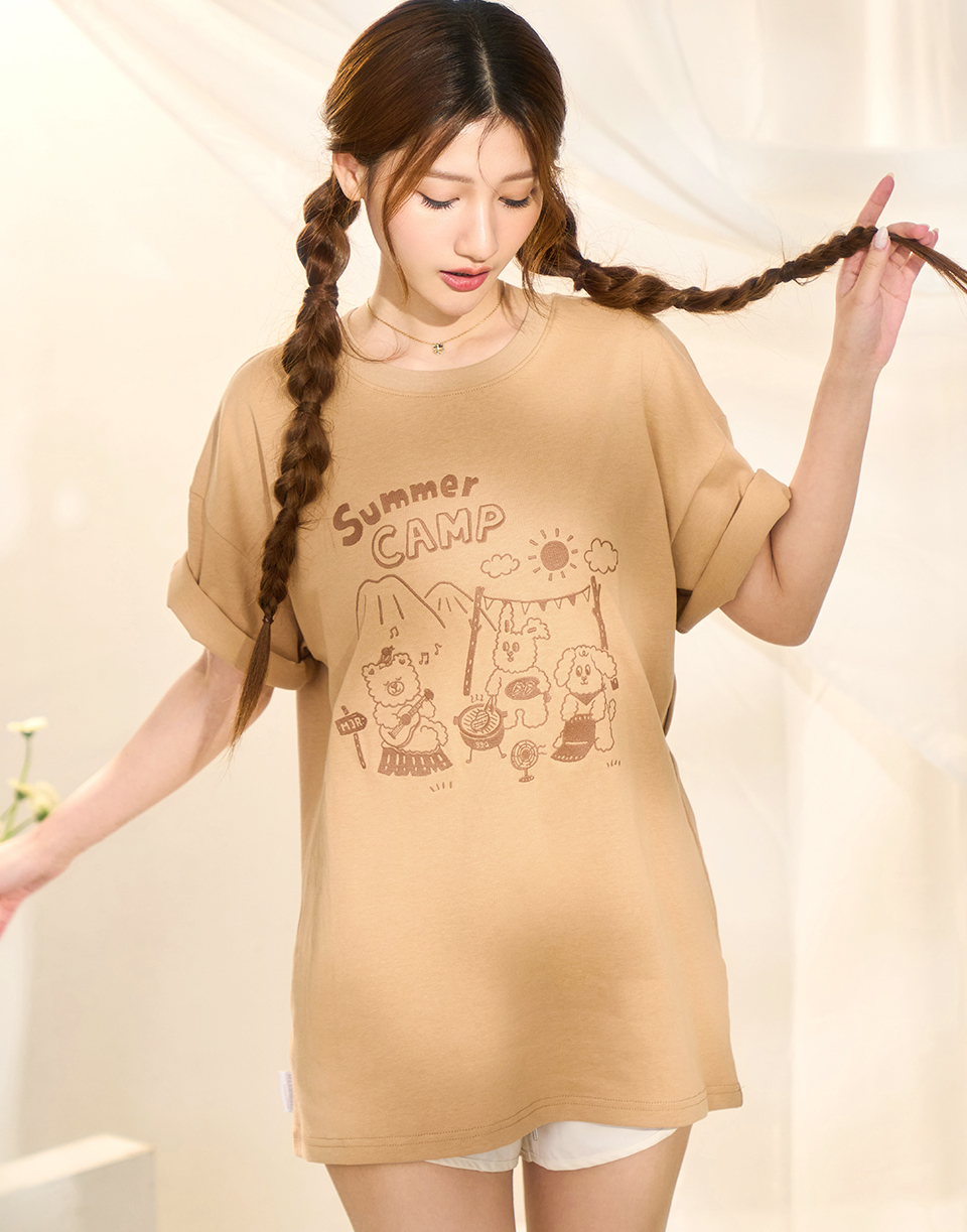 登峰家族露營風刺繡短T