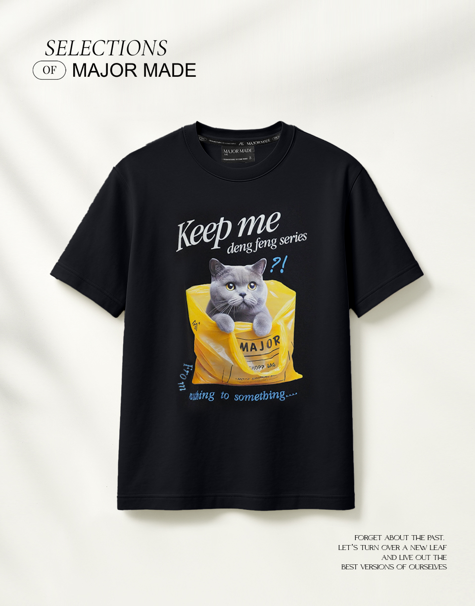 袋中俄羅斯藍貓刺繡印花T