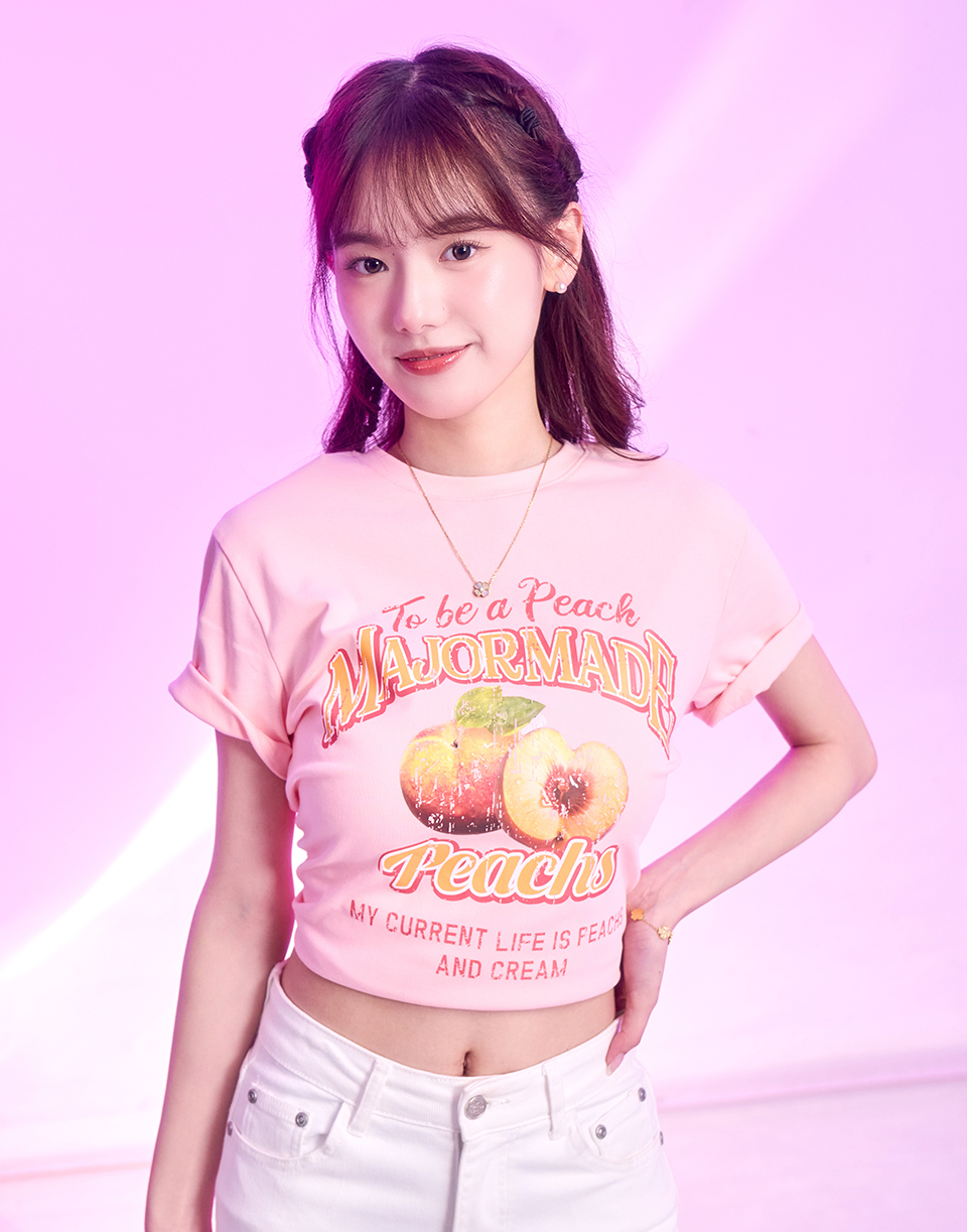 夏日蜜桃斑駁感彈力短T