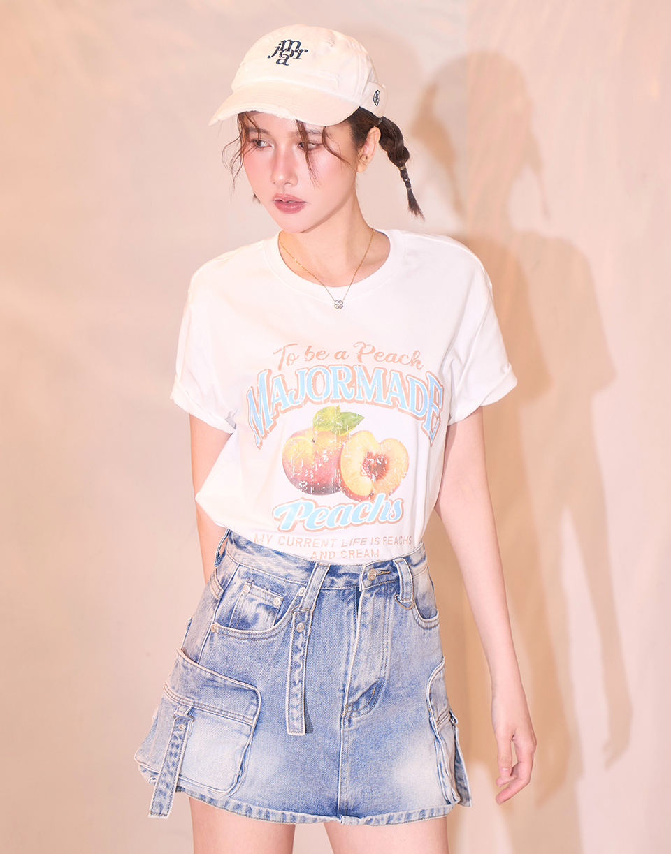 夏日蜜桃斑駁感彈力短T