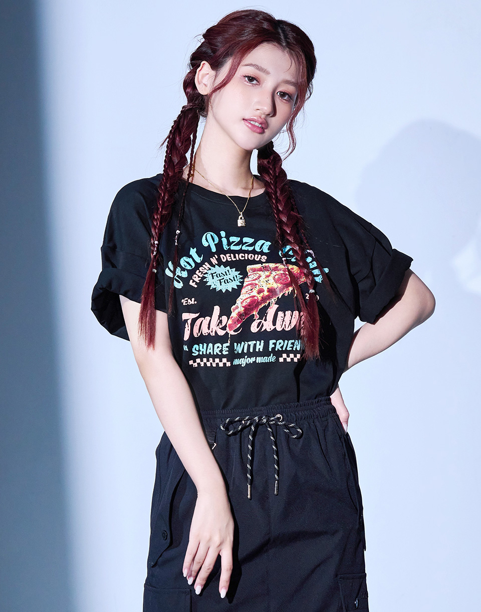 美式復古PIZZA斑駁T