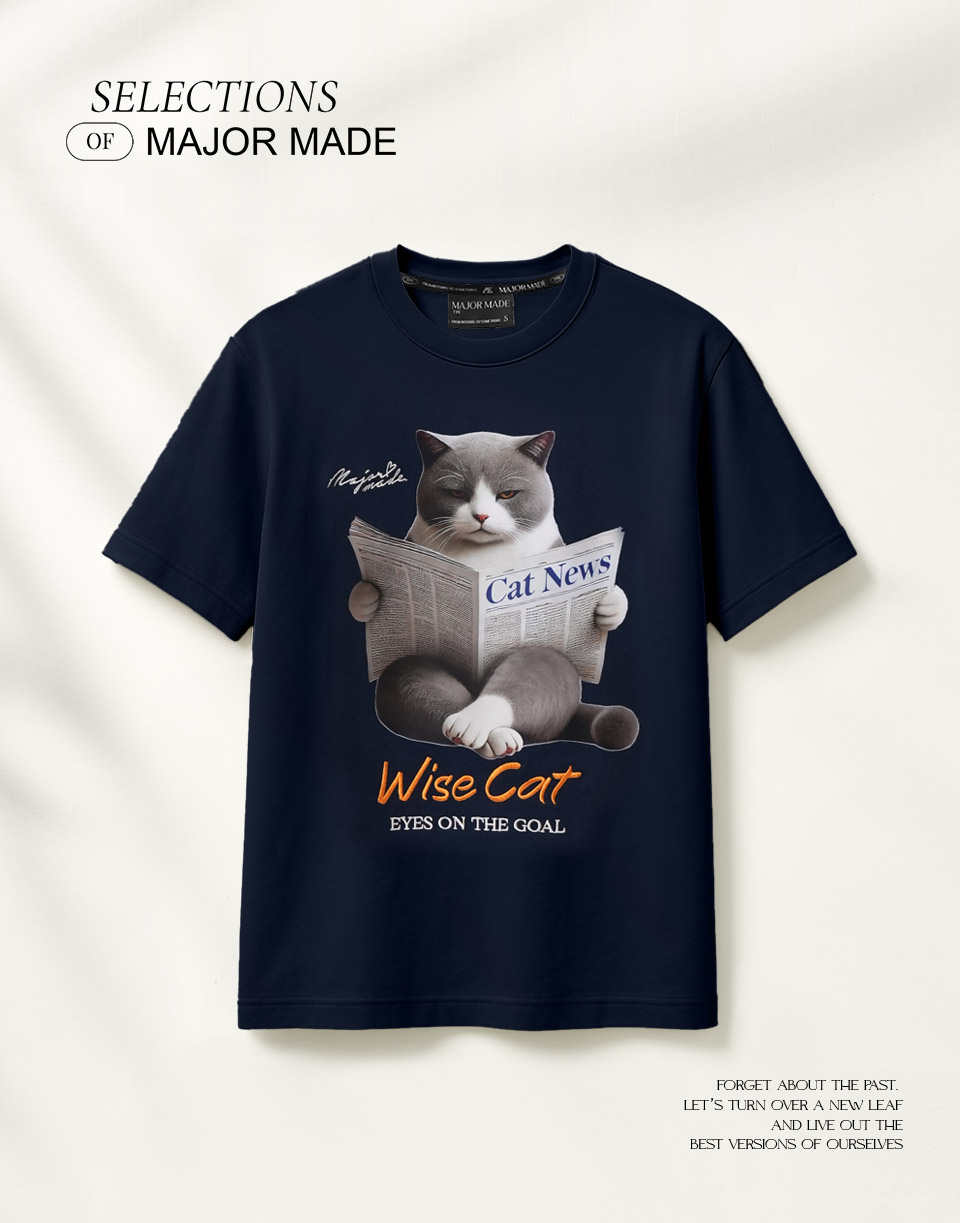 貓貓淡定看新聞報紙短T