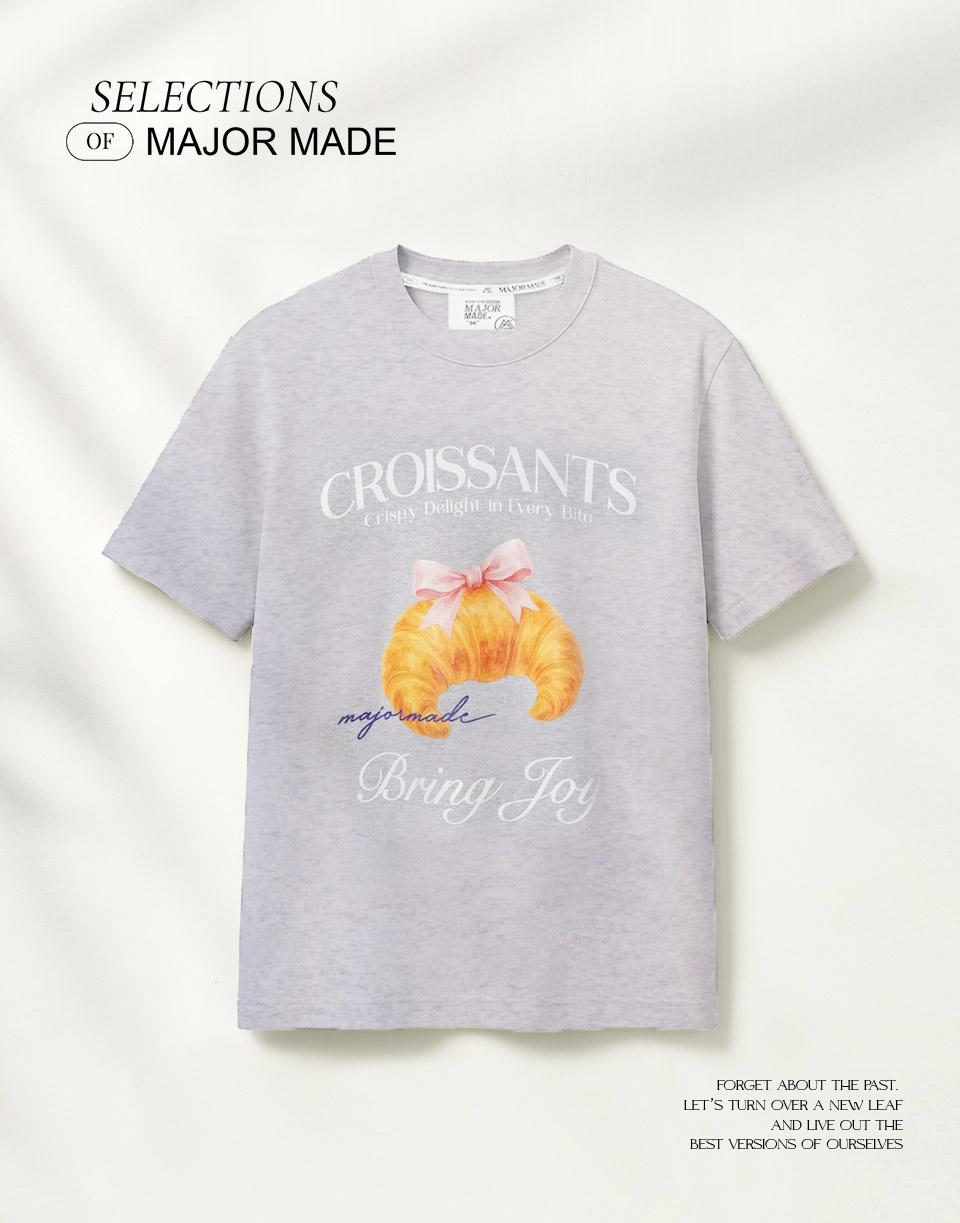 油畫風蝴蝶結可頌彈力T