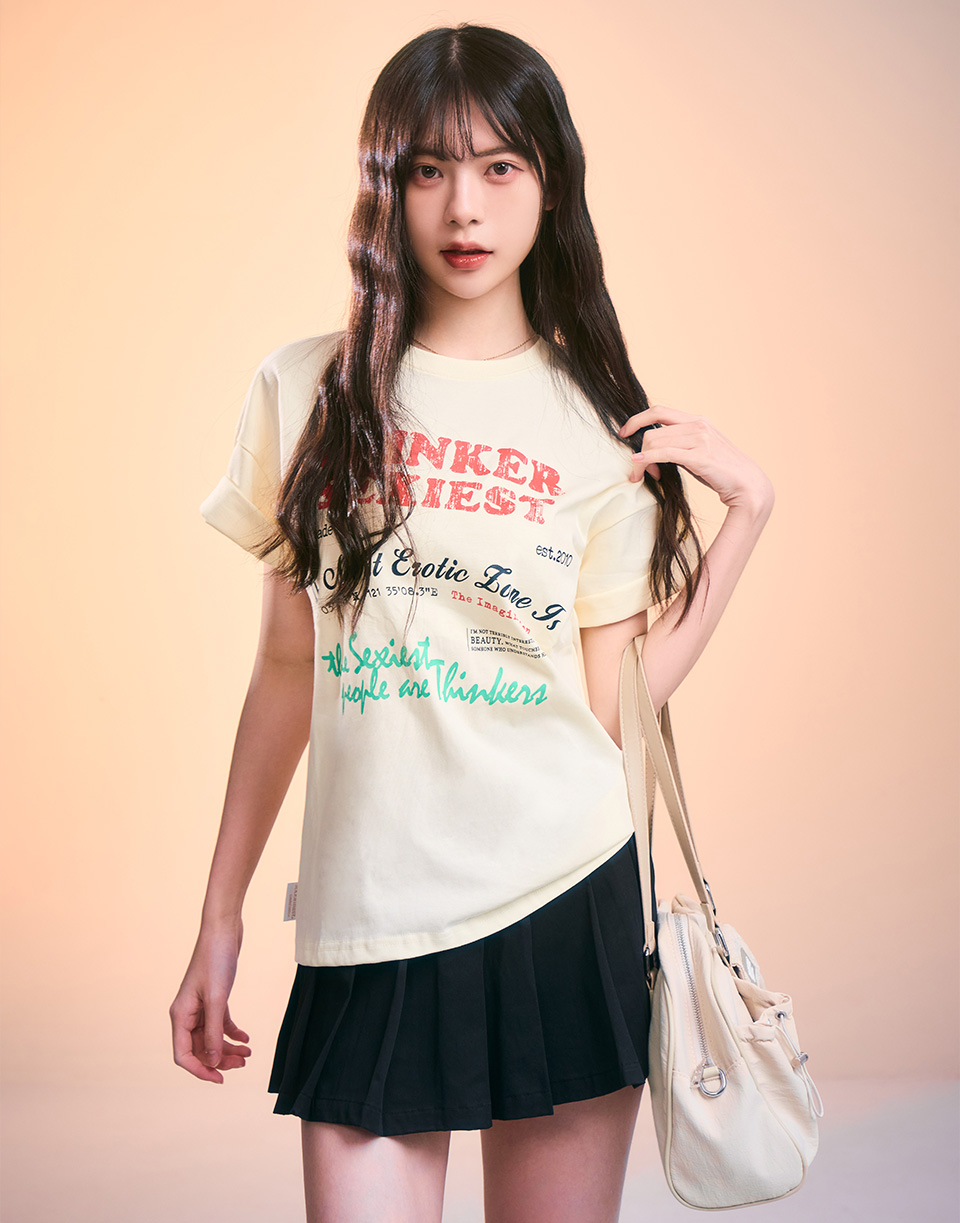 繽紛文字斑駁感短T