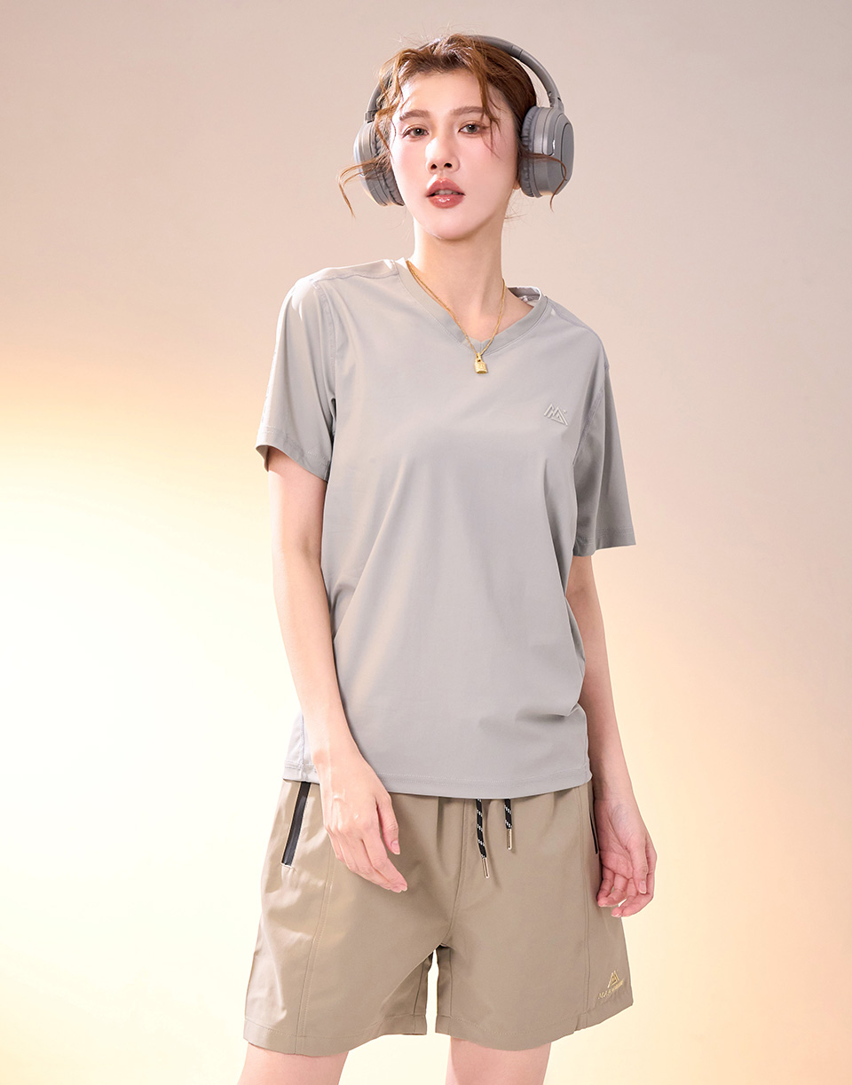 登峰極涼V領機能短T