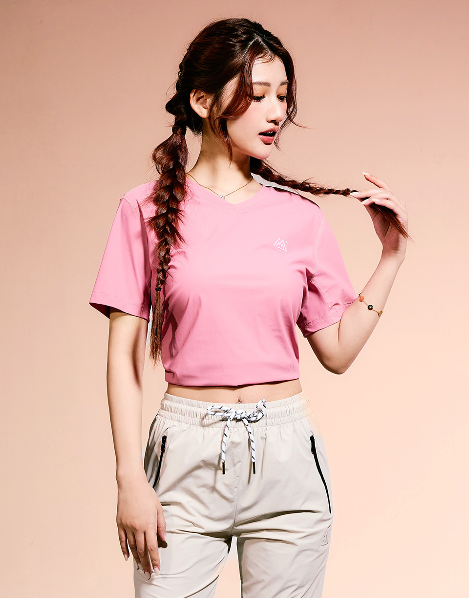 登峰極涼V領機能短T