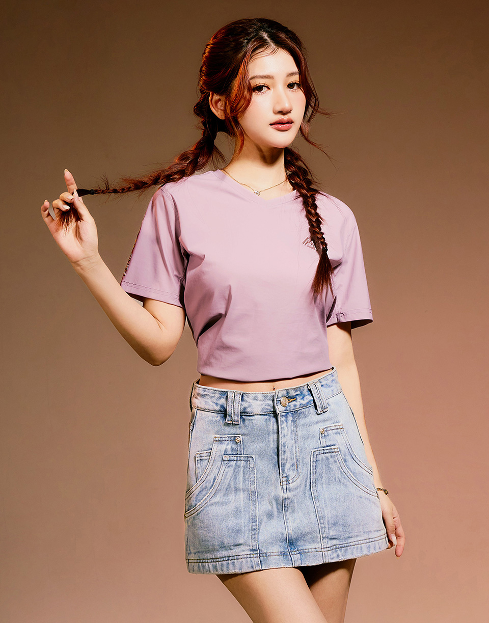 登峰極涼V領機能短T