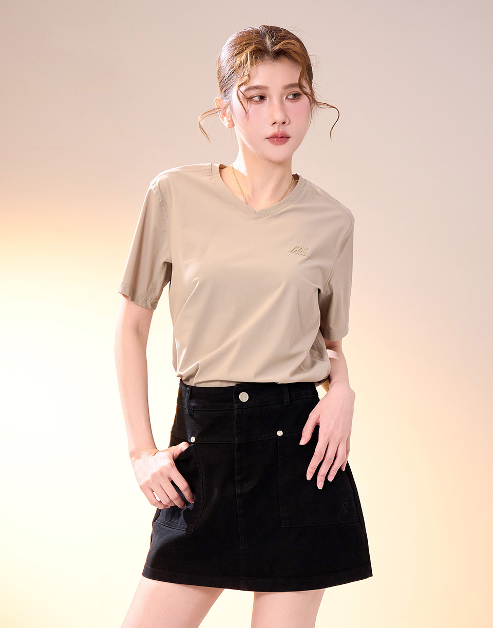 登峰極涼V領機能短T