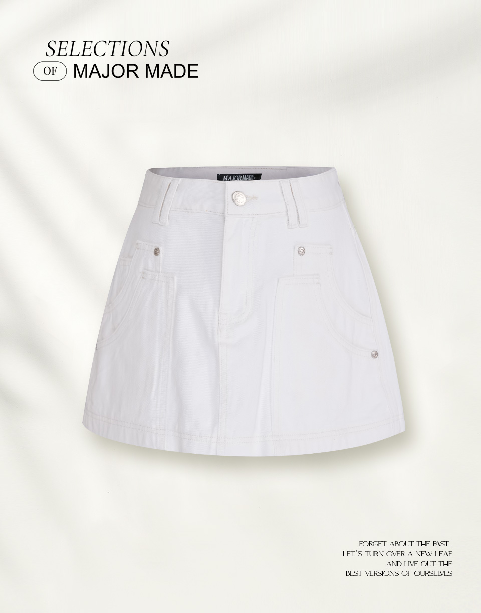 雙口袋高腰牛仔褲裙