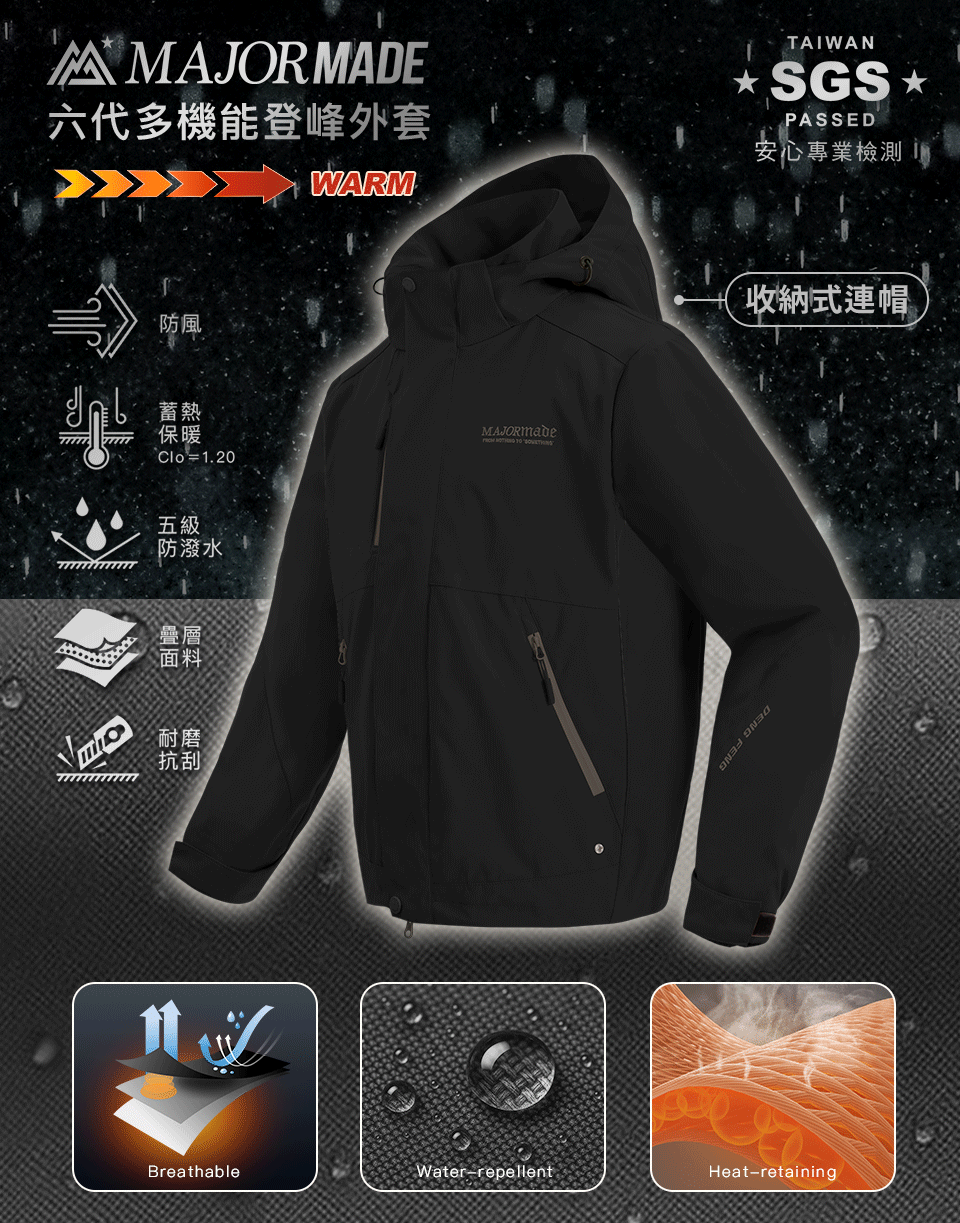 六代多機能登峰外套-素色款