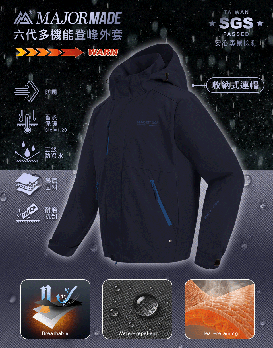 六代多機能登峰外套-素色款