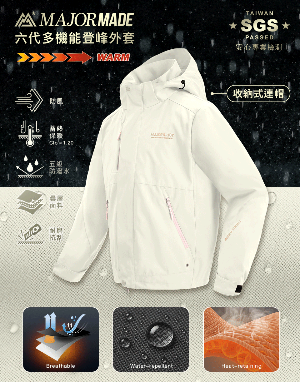 六代多機能登峰外套-素色款