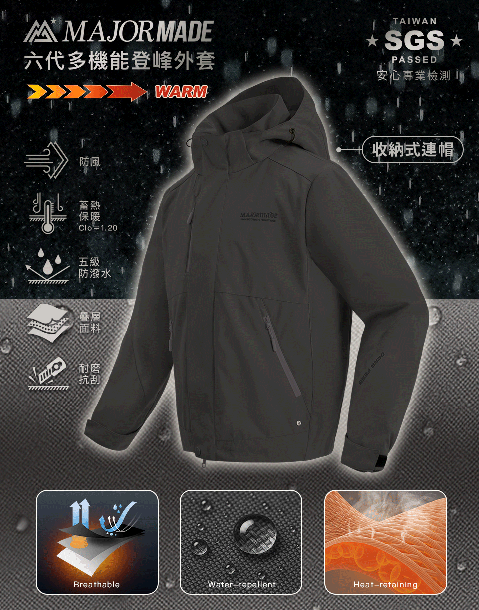 六代多機能登峰外套-素色款