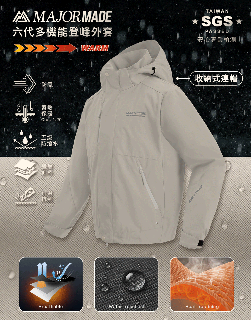 六代多機能登峰外套-素色款
