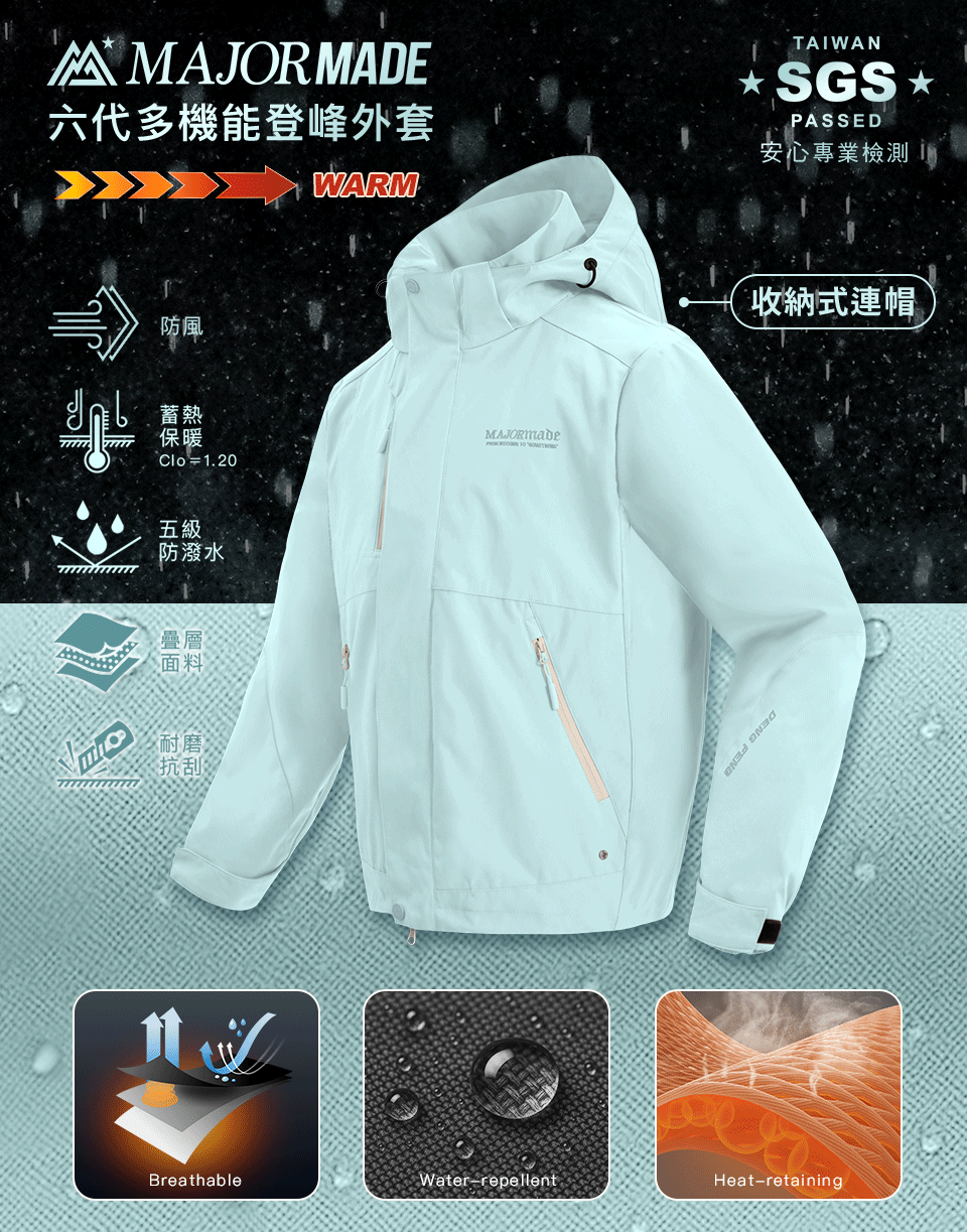 六代多機能登峰外套-素色款