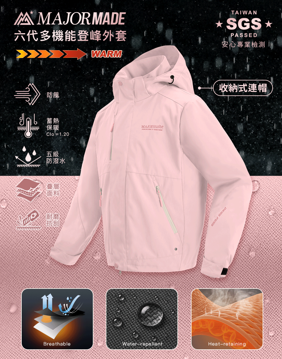 六代多機能登峰外套-素色款