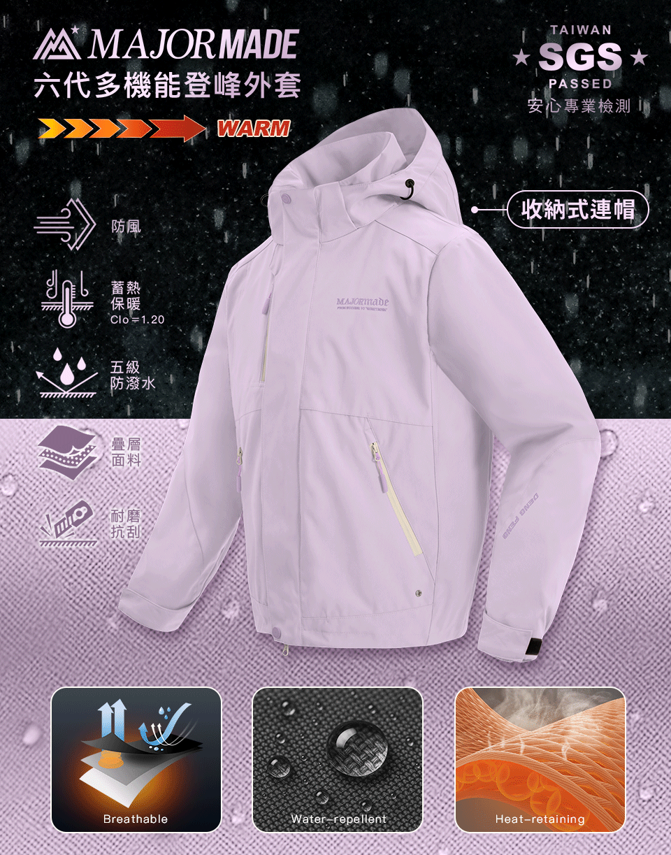 六代多機能登峰外套-素色款