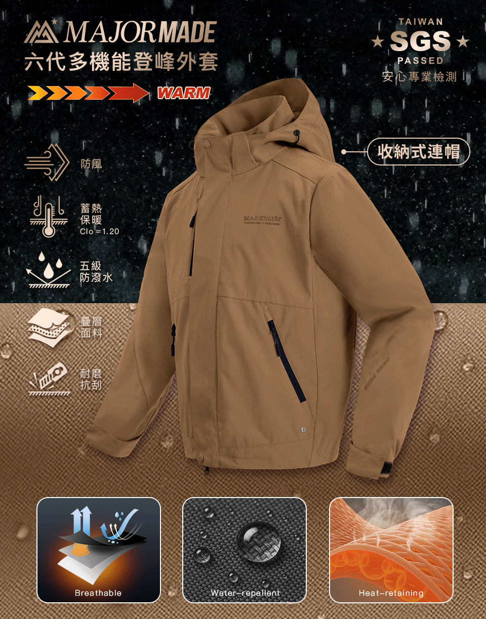 六代多機能登峰外套-素色款