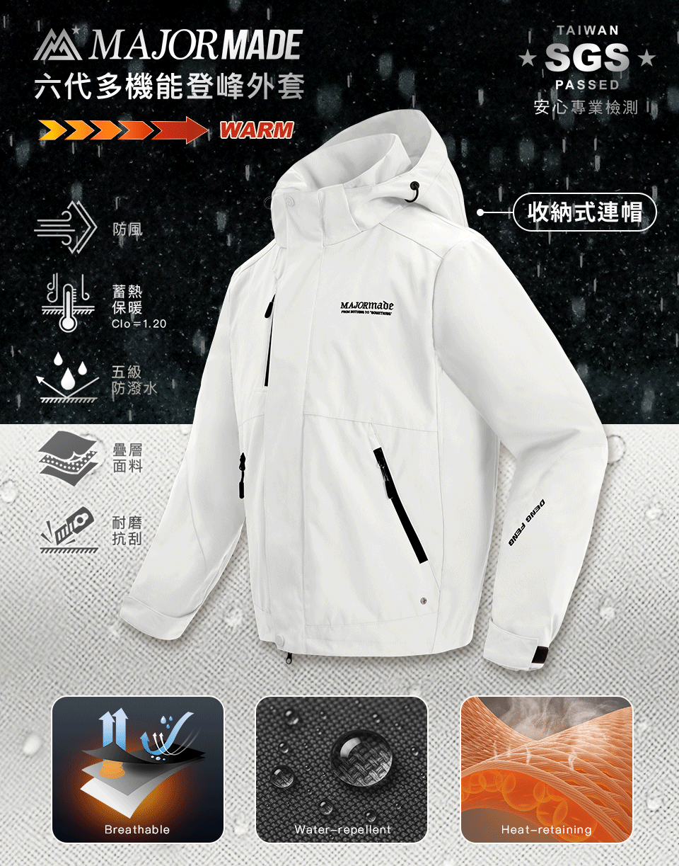 六代多機能登峰外套-素色款