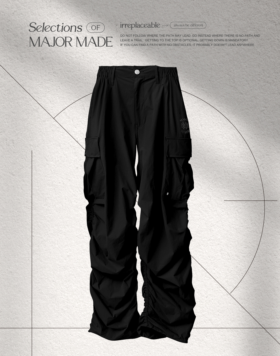 登峰時髦皺皺工裝寬褲