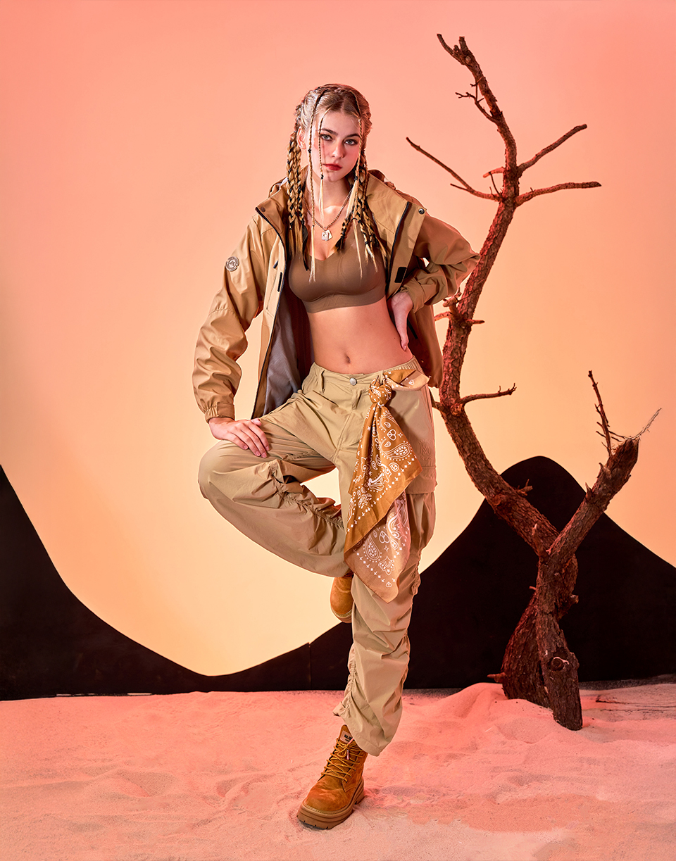 登峰時髦皺皺工裝寬褲