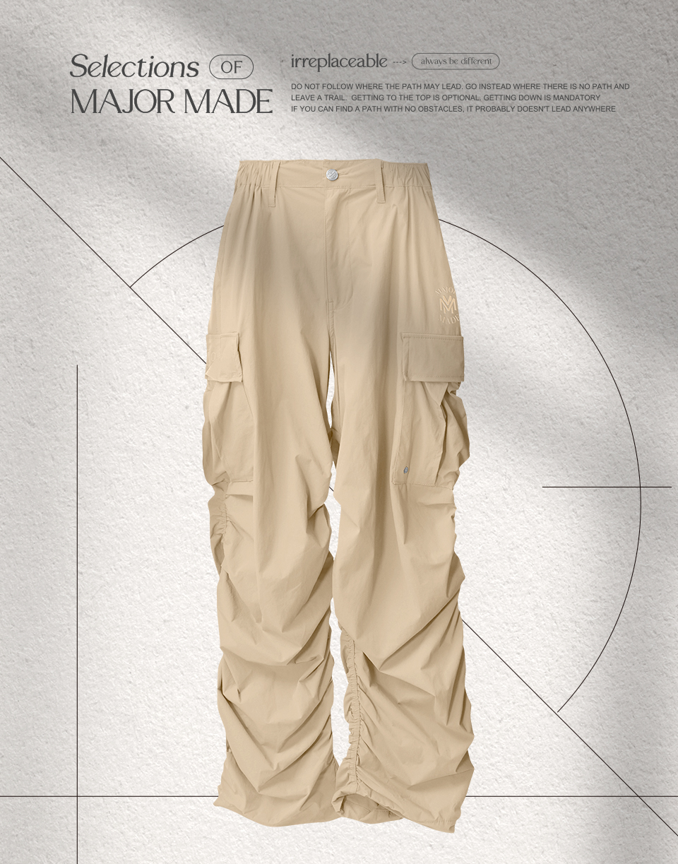 登峰時髦皺皺工裝寬褲