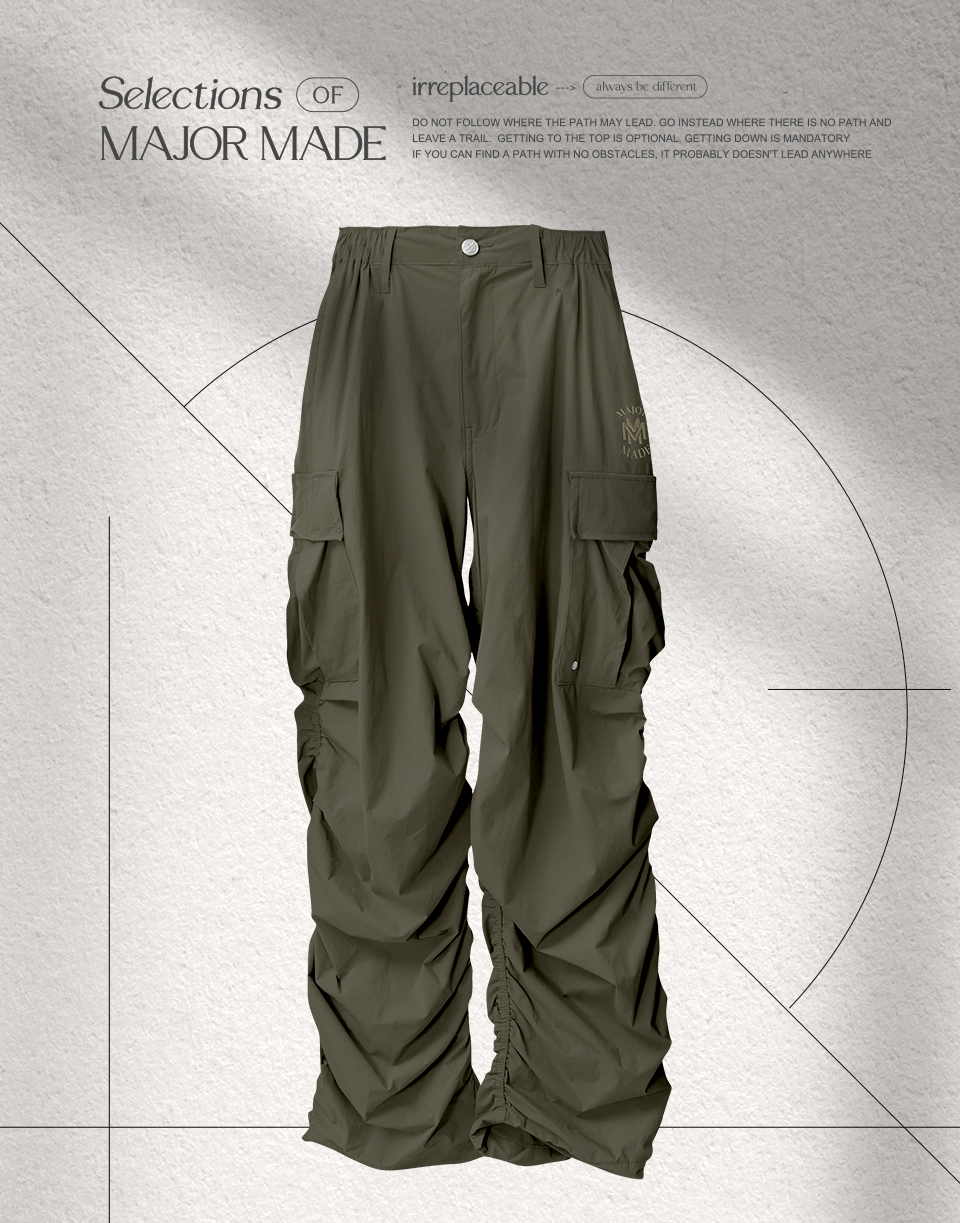 登峰時髦皺皺工裝寬褲