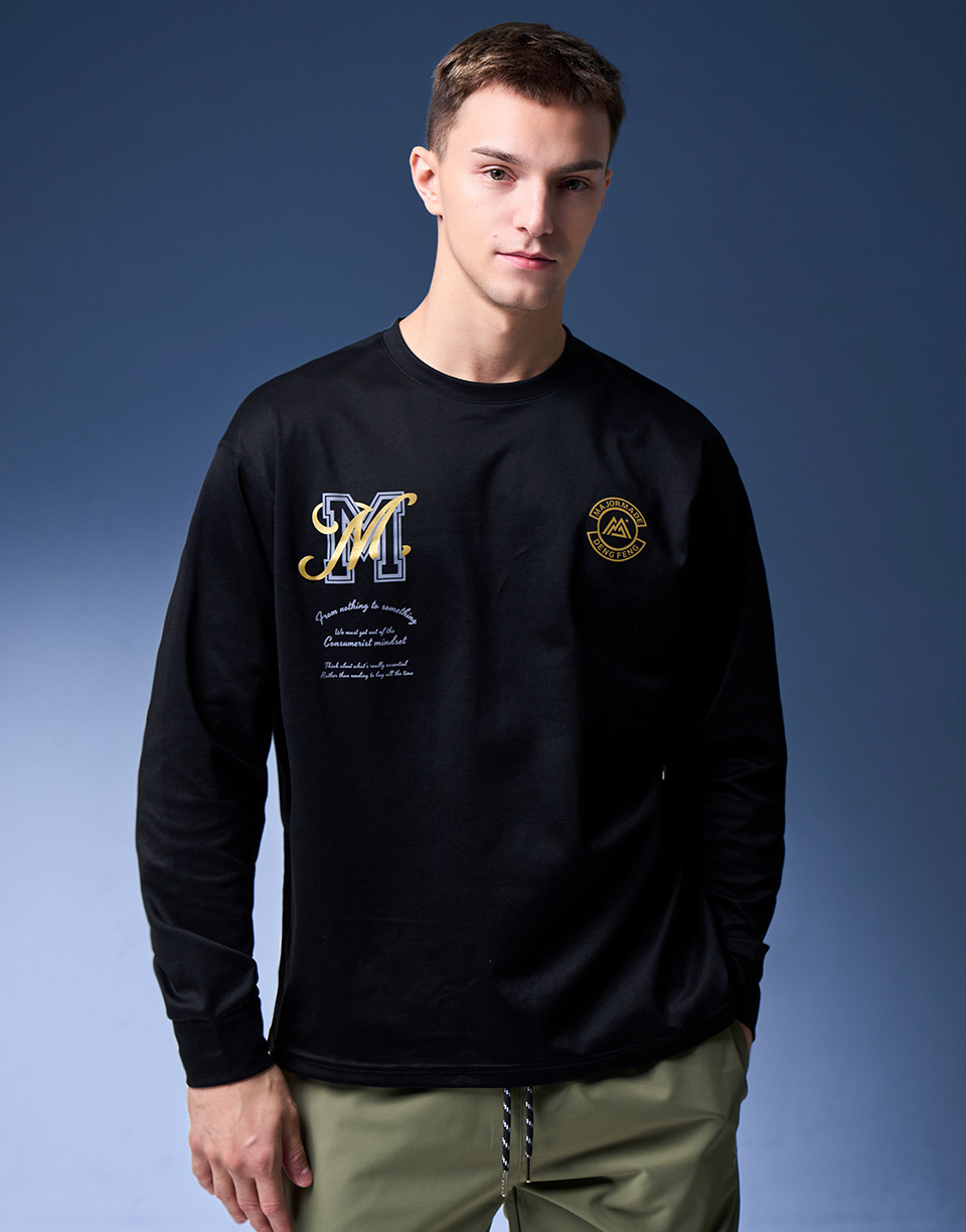 燙金字母親膚機能長T