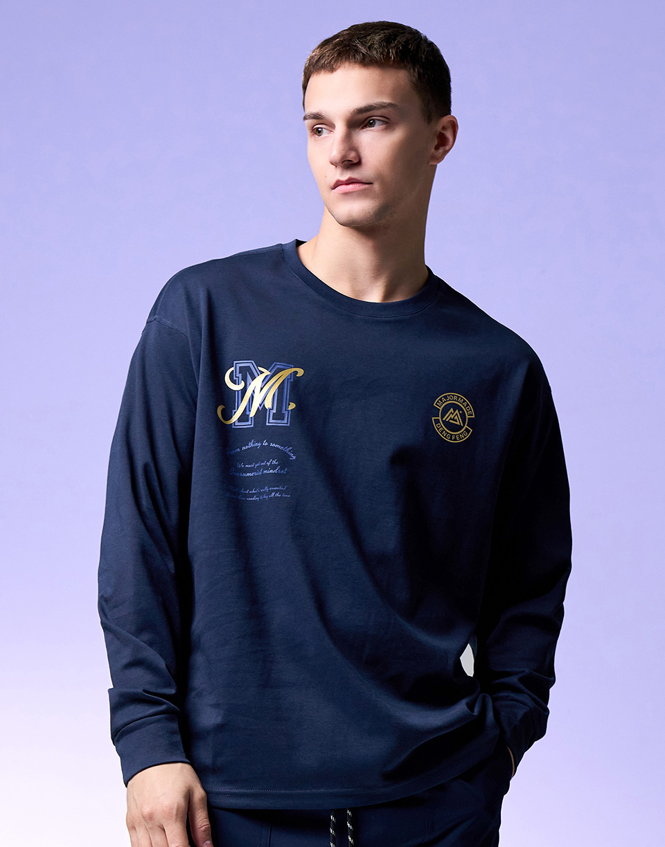 燙金字母親膚機能長T