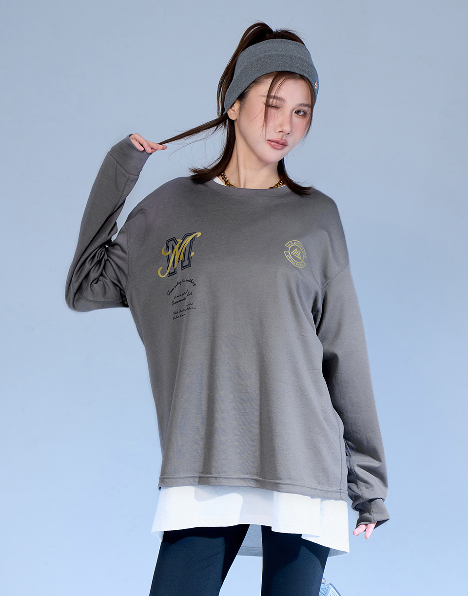 燙金字母親膚機能長T