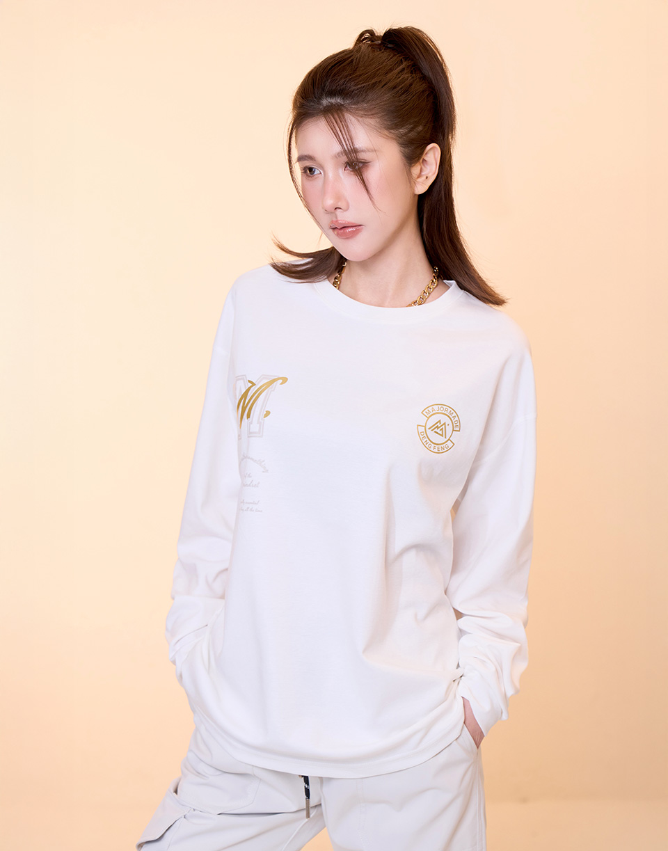 燙金字母親膚機能長T