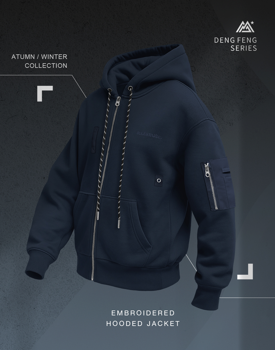 撞色口袋內刷毛連帽外套