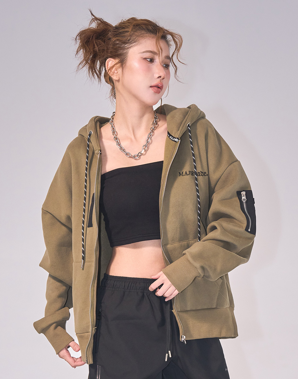 撞色口袋內刷毛連帽外套