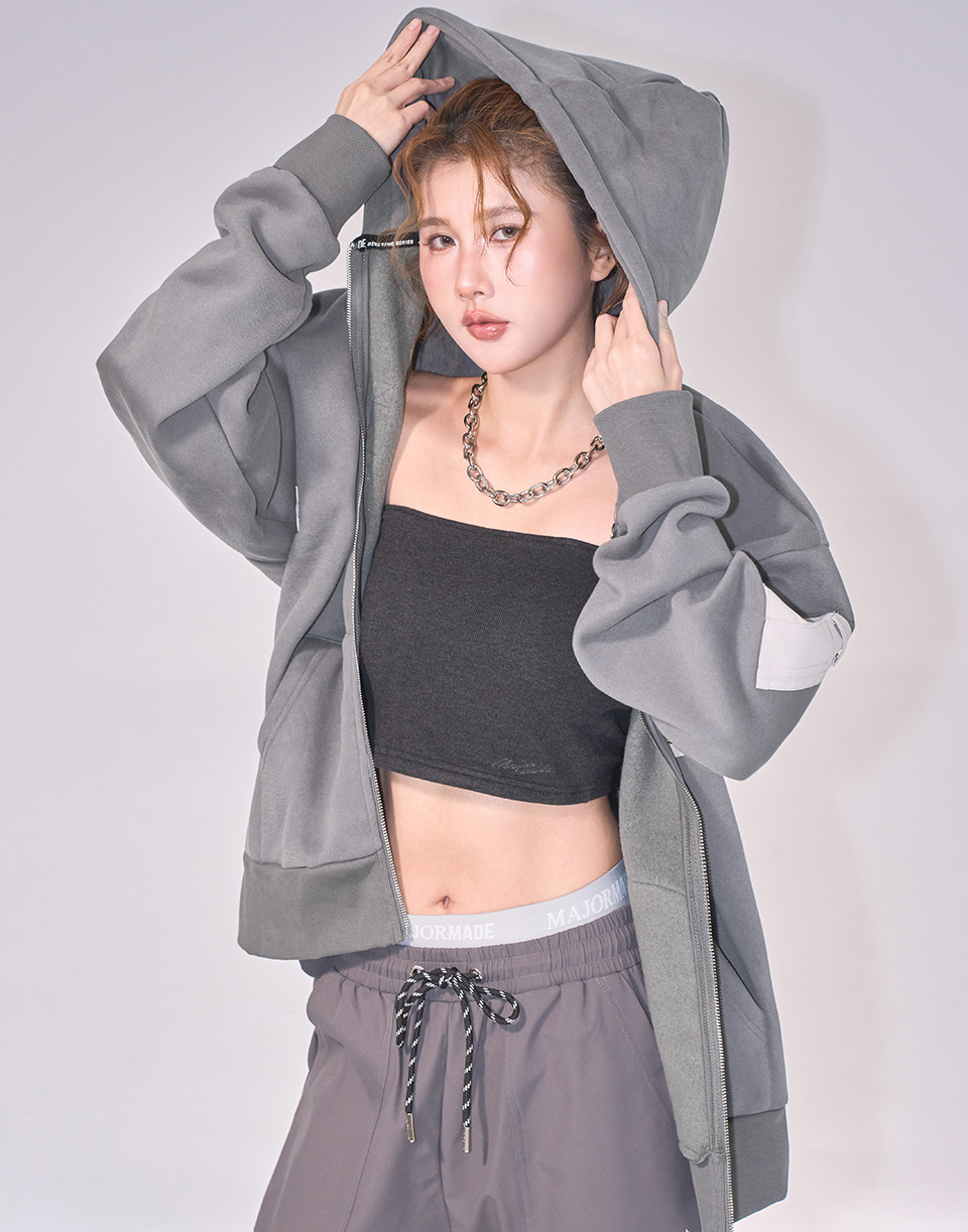 撞色口袋內刷毛連帽外套