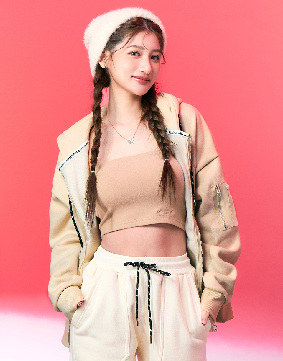 撞色口袋內刷毛連帽外套