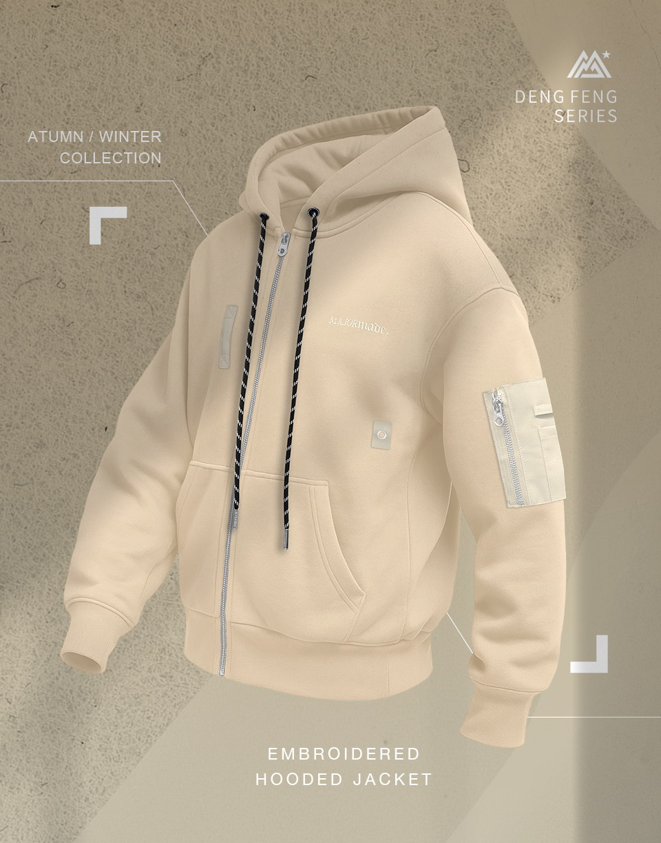 撞色口袋內刷毛連帽外套