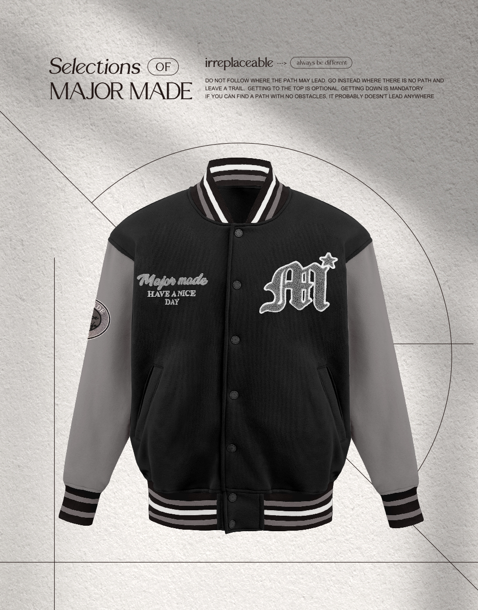 品牌厚實字母刺繡棒球外套