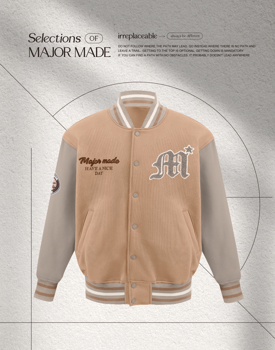 品牌厚實字母刺繡棒球外套