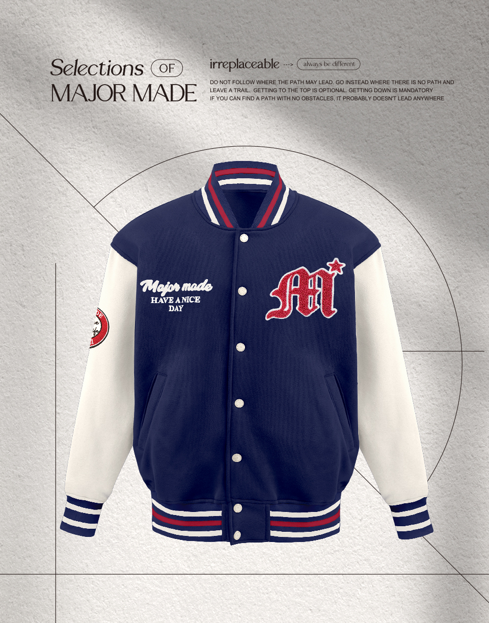 品牌厚實字母刺繡棒球外套