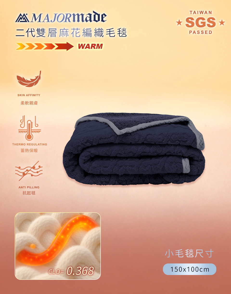 二代雙層羊絨麻花編織小毛毯