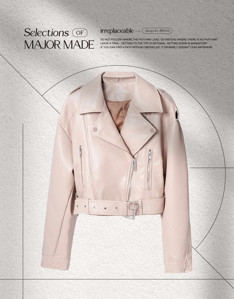 時髦短版扎實皮外套