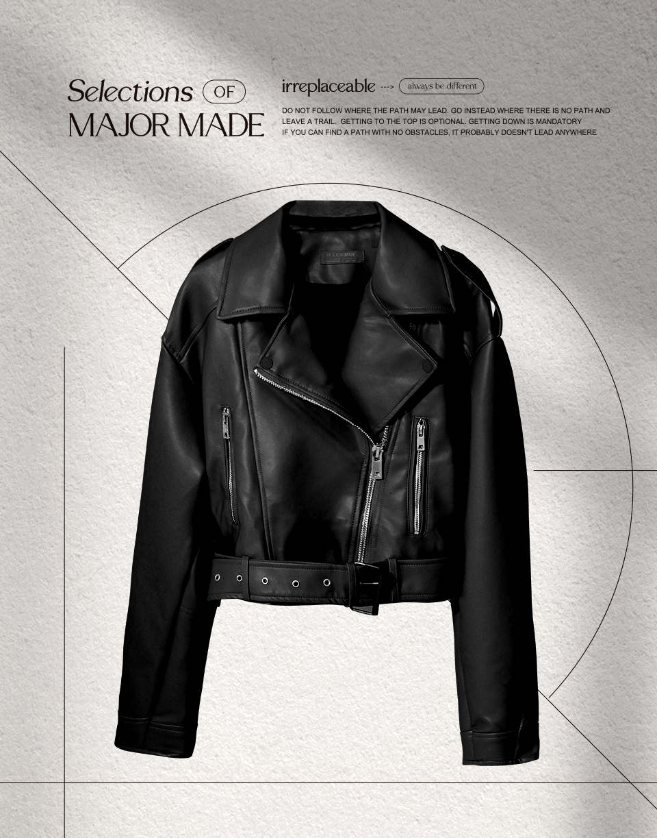 時髦短版扎實皮外套