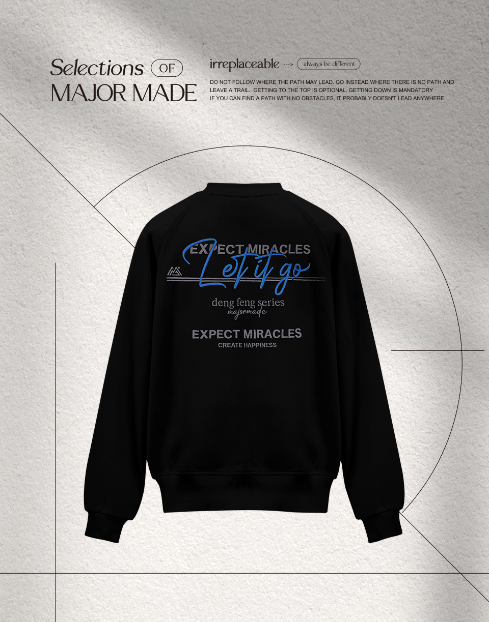 LET IT GO草寫刺繡大學T