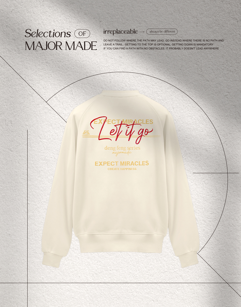 LET IT GO草寫刺繡大學T