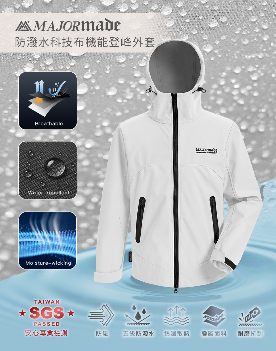 防潑水科技布機能登峰外套