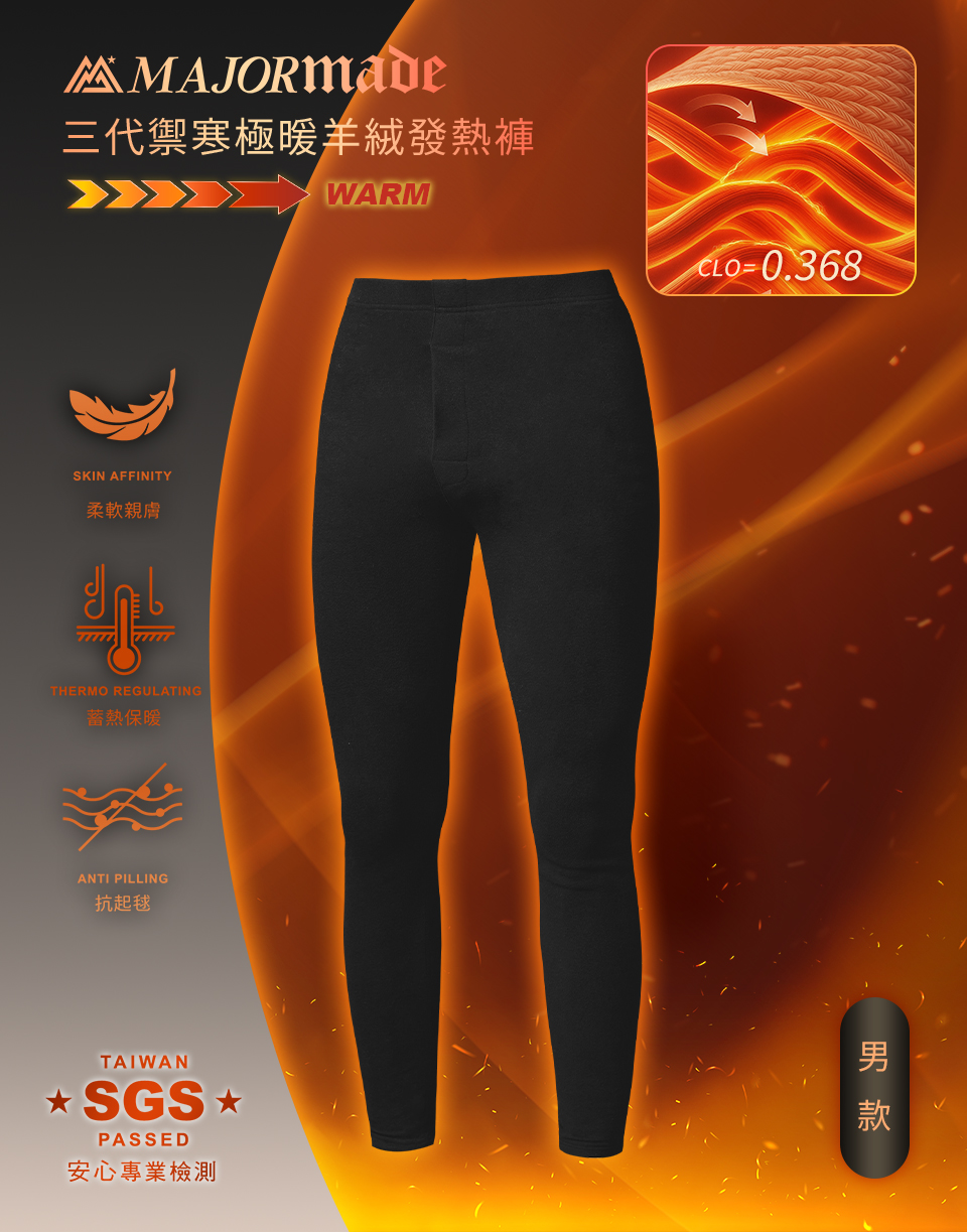 二代禦寒極暖羊絨發熱褲-男款