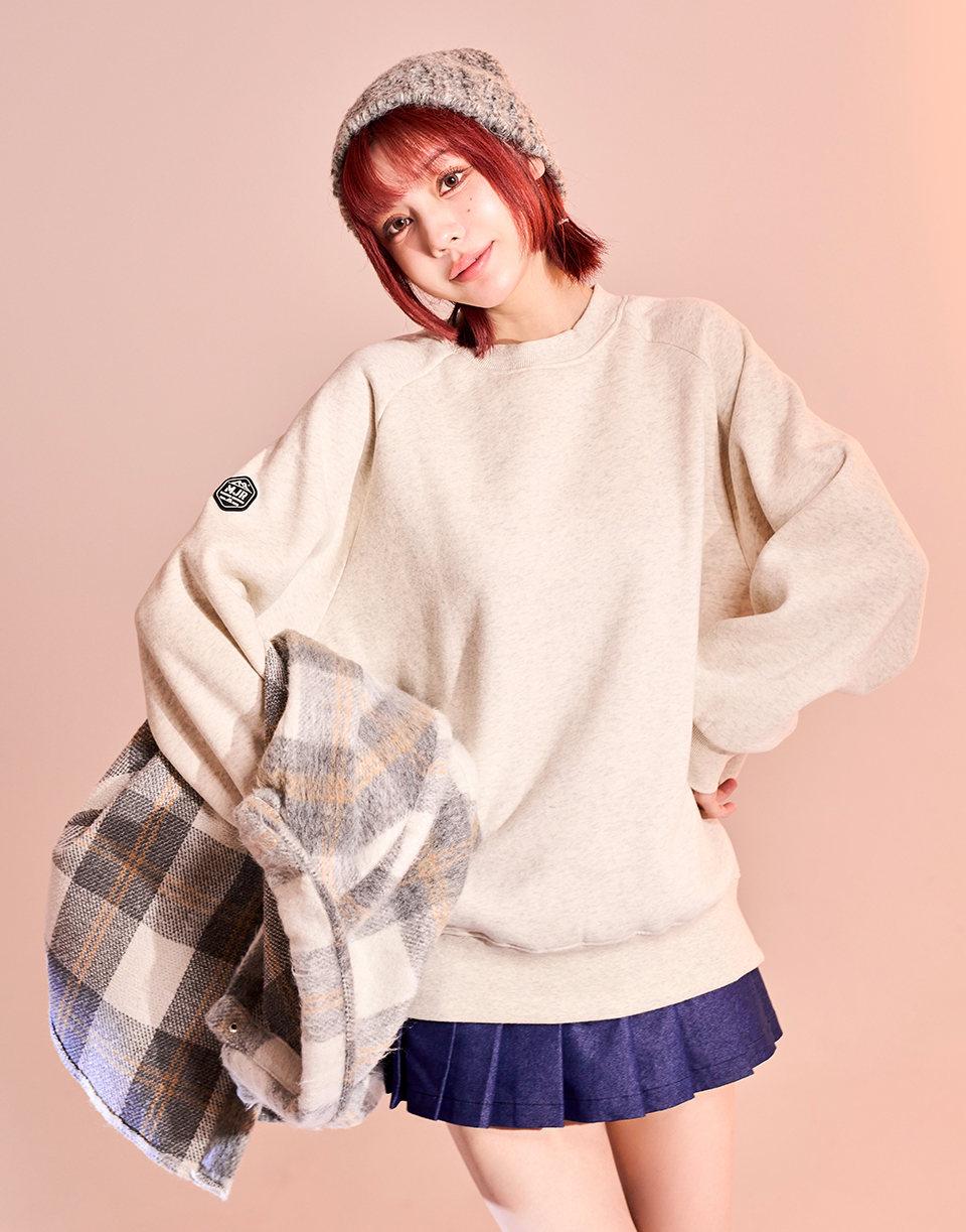 厚磅數內刷毛素色大學T