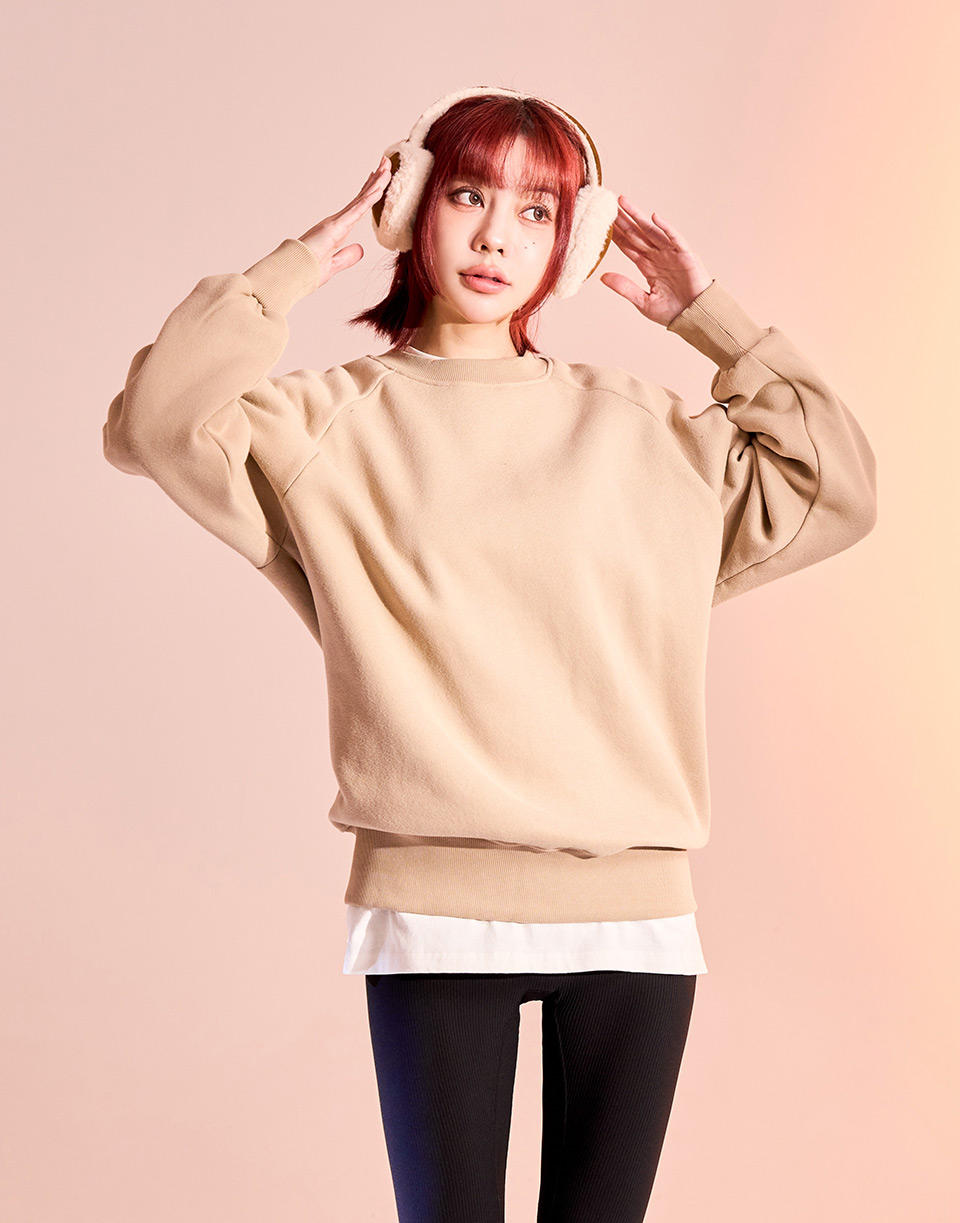 厚磅數內刷毛素色大學T