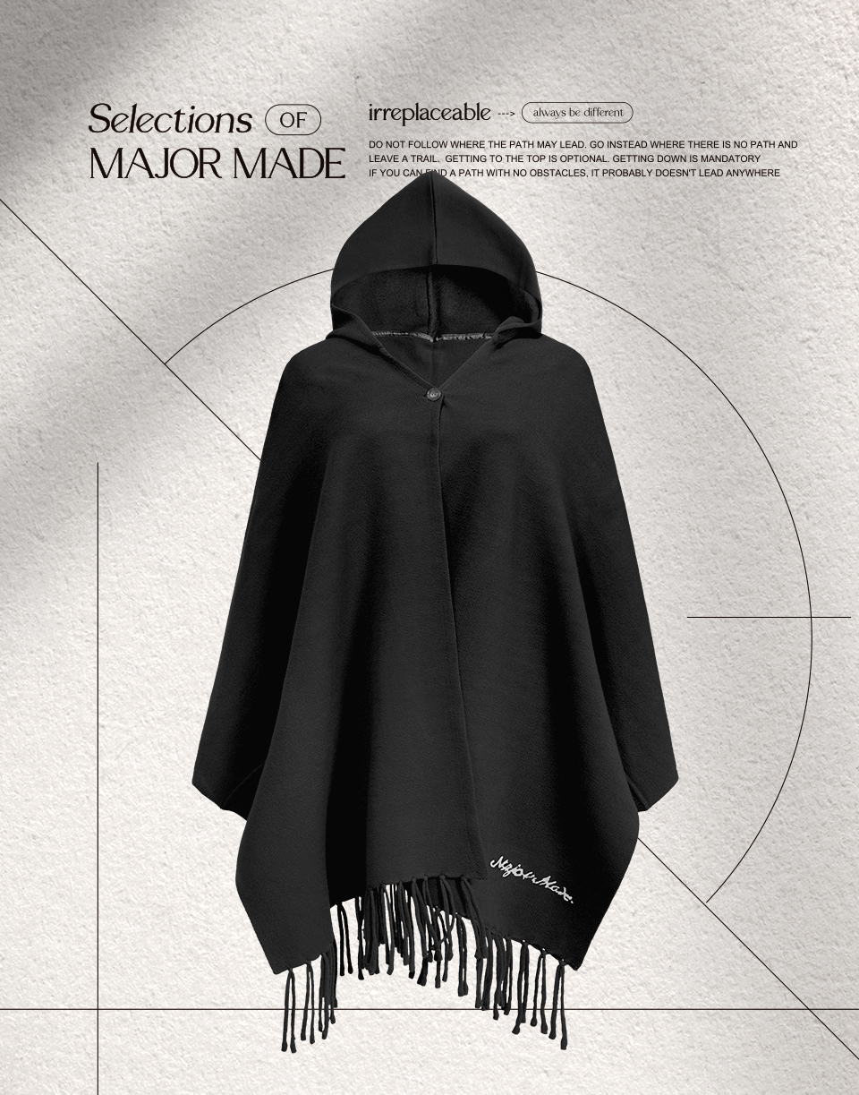 質感百搭手袖連帽披肩